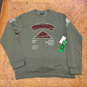 NWT LRG Lifted Research Group Green Fleece Hoodie Black Red Logo Men's Size XL